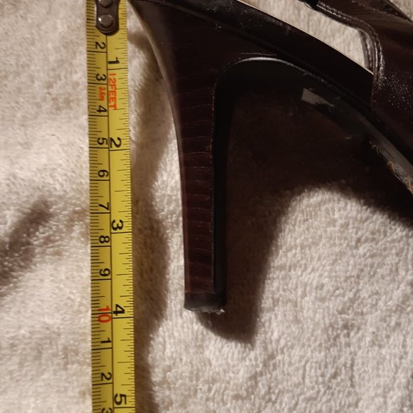 Luca Ferri collection peep toe leather slingback high heels size 6, excellent - Picture 2 of 7